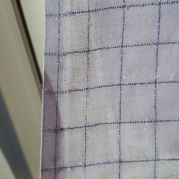 AHUSE BLUE GRAY WINDOWPANE WRAP/ SCARF METALLIC ACCENTS FRINGE - Picture 4 of 7